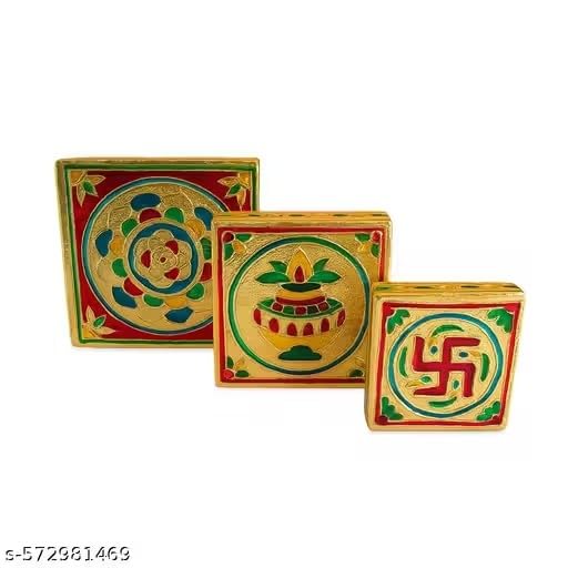 Shubhmangal Decorative Wooden Pooja Chowki for Home Temple HDP034