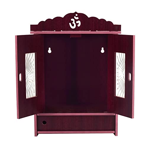 CrazyInk Wooden Readymade Wall Hanging Puja Temple for Home God Stand for Pooja Room Mandir Wood Devghar Stand for Office and Shop Crazyink-453
