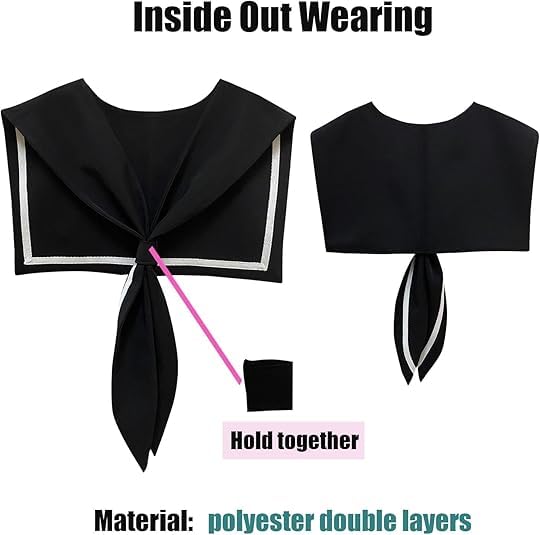 HAYZO Women's Sailor Collar Scarf | Detachable Fake Collar Necklace | Sailor Style Shawl Wrap for Sweater, Shirt & Dress | Fashion Accessory Top Collar (Black)