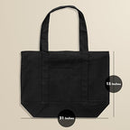 Econest Large Canvas Tote Bag for Women, Beach Bags, Travel Bag with Outer Pockets & Inner Zipper Pocket, Reusable Multi-Purpose Cotton Bags for School/Gym/Shopping/Beach & Groceries, (BLACK)