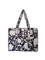 Cotton Tote bag for Women | Shoulder Bag | Reversible Bag | Durable Shopping bag | Reusable Grocery Bags | Eco friendly Bags| Handmade Cotton Bag | Stylish Quilted handBag (White Black)