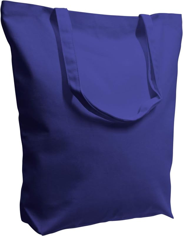 Metsi Canvas Tote Bag for Women, Plain Cotton Reusable Washable Tote Bag for Custom Painting and DIY Craft, Groceries Shopping Beach School Gym Gifts, Eco Friendly Blank Canvas Bag - Pack of 12, Blue