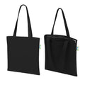 VantageKart 10 oz 16 x 16 Square Black Cotton Plain Tote Shopping Bags | Heavy Duty, Washable, Eco Friendly Canvas Tote Bag with zip – Set of 2