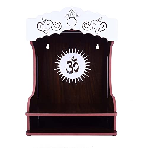 Lexical Wooden Readymade Wall Hanging Puja Temple for Home God Stand for Pooja Room Mandir Wood Devghar Stand for Office and Shop Lexical-393
