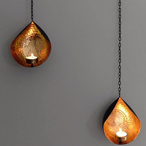 Collectible India Set of 2 Metal Wall Sconces Tealight Candle Holders -Diwali Decorations Items for Home Decor and Diwali Gifts-Wall Hanging Gift Candle -Tea Light Holder