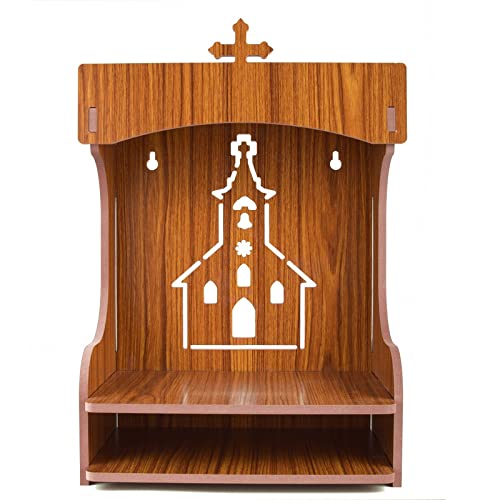 Lexical Wooden Readymade Wall Hanging Puja Temple for Home God Stand for Pooja Room Mandir Wood Devghar Stand for Office and Shop Lexical-451