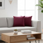 STITCHNEST Quilted Velvet Cushion Covers Set of 2 | Soft Maroon | 16x16 Inches | Premium Sofa & Living Room Décor