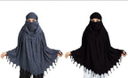 COMBO Women Cotton Stylish Hand Printed Scarf - Anti Pollution Full Face Cover With UV Sun Rays Protection Scarf (grey-black)