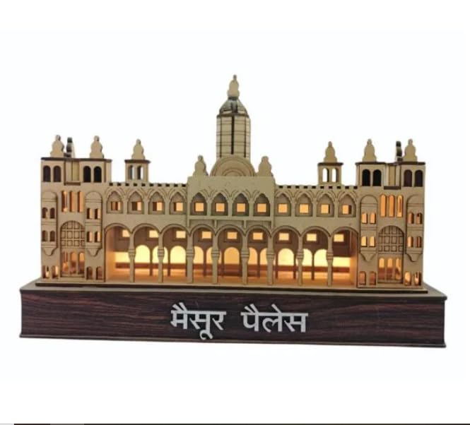 Mysore Palace Decorative Wooden Model with LED Lights, Architectural Replica Showpiece (Pack of 1)