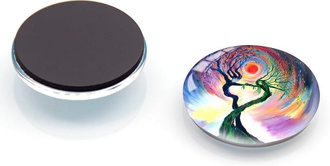 YAVRIXZ 12Pcs Glass Strong Magnetic Refrigerator Magnet Fridge Sticker, Round Funny Marbling Crystal Kitchen Magnets Decorations for Office Whiteboard, Cabinet, Dishwasher, Locker (Tree)