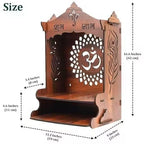 Wooden Pooja Mandir for Home, Pine Home Temple with Spacious Shelf, Hindu Mandir, Mini Pooja Temple for Home Decor, Living Room & Office 32 x26x20 cms (Natural Wood Brown, 32 X 26 X 20 Cms, Om Design)
