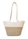 BEAUTIFUL HOMMIES Attractive Hand Bag |large Tote Bag |Summer Bag | Bucket Bag | Basket Bag | Bamboo Tote | Beach Bags for Women|Boho Bag|Handbag |Jute Bag |Handmade Bag (BEIGE WHITE STYLISH)