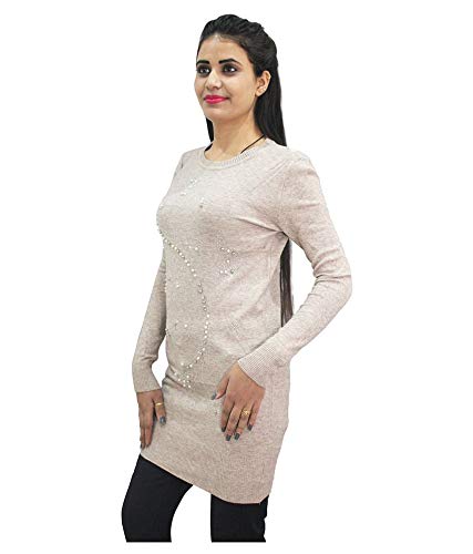 HAUTEMODA Woollen Regular Tops - Navy (Beige, Large)