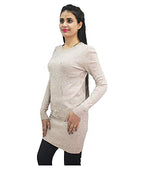 HAUTEMODA Woollen Regular Tops - Navy (Beige, Medium)
