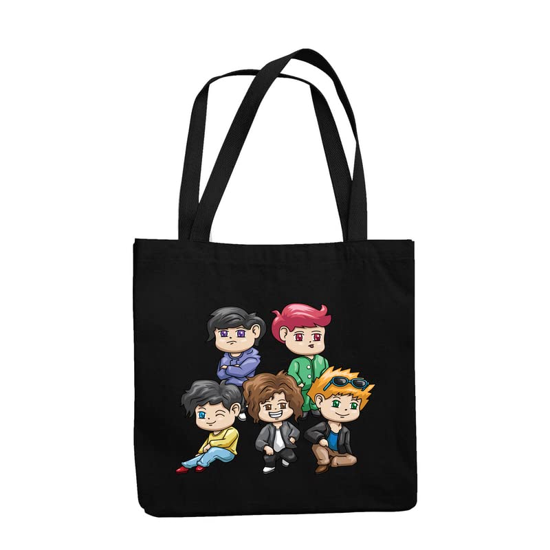 YaYaCafe BTS Printed Canvas Cotton Black Tote Bag with Zipper for Womens and Girls
