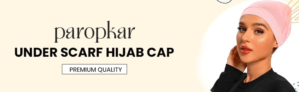 PAROPKAR Women's Hijab Undercap Scarf & Cap - Solid Colour Unisex Stretch Dreadlocks Tube Neck Gaiter & Warmern Bandana (White Beige)