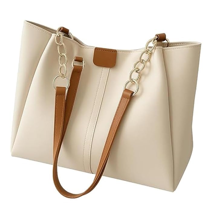 AESTHETIC Women’s Shoulder Handbag | Elegant PU Leather Tote with Chain Strap & Teddy Charm | Stylish Daily Use Purse for Office, College & Casual Outings-T-03