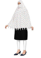 Crockett Cotton Face Mask Scarf with Sun Protection – Long Cotton Dupatta for Women & Girls – Universal Size, Stylish UV Protection Cover for Vahical Driver Outdoor Use (White Ring)