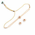 Anuradha Art Jewellery traditional white and golden pearl with red stone stud flower Mogra/Parijat/handmade/handcrafted necklace jewellery for women and girls.