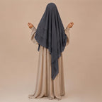 TRIPLE LAYER KHIMAR HIJAB/MULTI LAYER HIJAB/FULL SIZE KHIMAR LAYER (CEMENT GREY)