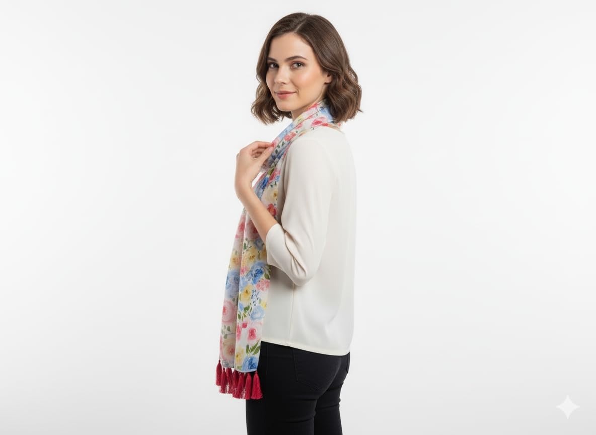 SAHIL SCARF Premium Multicolor Fancy Scarf Lightweight & Comfortable for All Seasons (22x72inch)