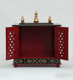 Jodhpur Handicrafts Wooden Temple Pooja Ghar Wood Handcrafted Hindu Mandir Pooja Ghar Mandapam Worship Wall Hanging Wall D?cor Art MDF Temple Size (LXBXH) (18X9X22) INCH (RED)