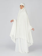 ANAApparels ANA Raha White Solid Prayer Dress – Premium Modal Namaz Makhna with Tie Knot | 50″ Front × 58″ Back | Attached Sleeves | Lightweight, Breathable, Ready to Wear for Hajj, Umrah & Salah