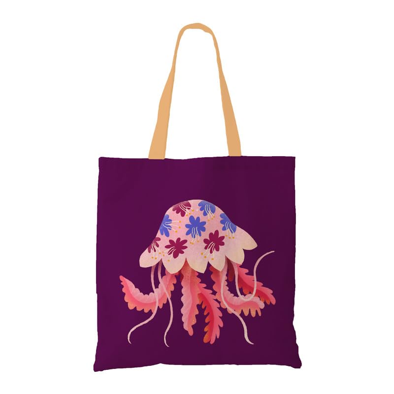 The Purple Tree Jellyfish Art Tote Bag witH for Women - 1 Pc, Woman Tote Bag, Eco Friendly Tote, Underwater Theme Bags, Gifts For Women