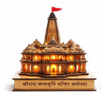 Ram Mandir Ayodhya 3D Wooden Model with LED Light, Handcrafted Shri Ram Janmabhoomi Temple Miniature for Home Decor, Pooja Room, Car Dashboard, Spiritual Gift
