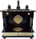 Wood To Cart Beautiful MDF Wooden Temple/Brass Pooja Mandir for Home and Office/Wall Mounted Temple/Puja Stand(Black Gold - 18x9x22 inches)