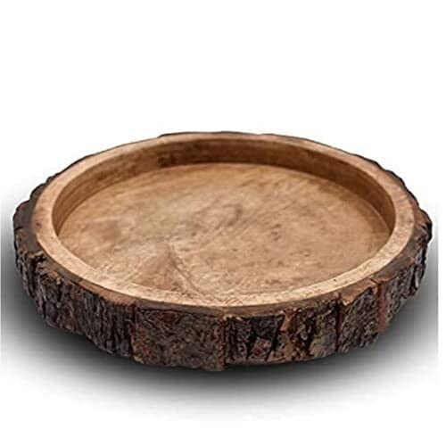 VDIX Wooden Serving Tray For Decoration, Dining Room Table Organizer, Center Table Decor For Home Kitchen (Bakkal Tray), Round