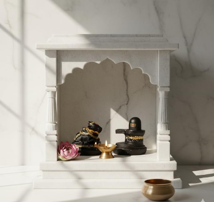POOMEE Divine 3-Inch Resin Shivling and Nandi Ji Statue Set – Premium Handcrafted Mahadev & Nandi Bull Murti for Home Temple, Mandir, Car Dashboard, and Spiritual Gifting (Matte Black & Gold)
