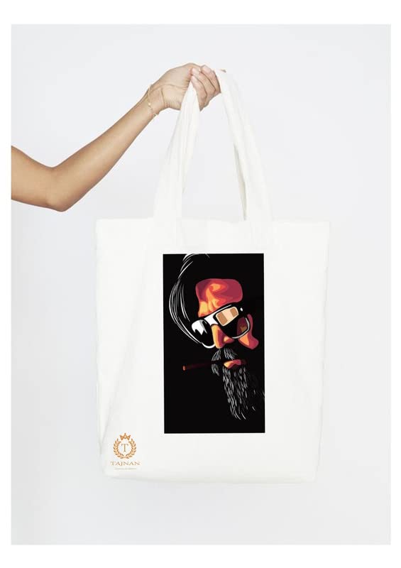 TAJNAN Reusable Tote Bags|100% Organic Cotton Grocery Bag|Eco-Friendly, Multi-Purpose Bag|Sturdy Canvas Bag with 15kgs Capacity | Multiple Stylish Designs,Pack of 1 (KGF1) - Best Gift for Valentines
