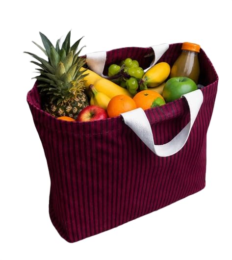 Janees Cotton Canvas Shopping Bag (16x16x4 Inches) | Heavy Duty Reusable Tote Bag for Groceries & Travel | Multipurpose Vegetables & Fruits Storage Bag, 20 kg Capacity (Red)