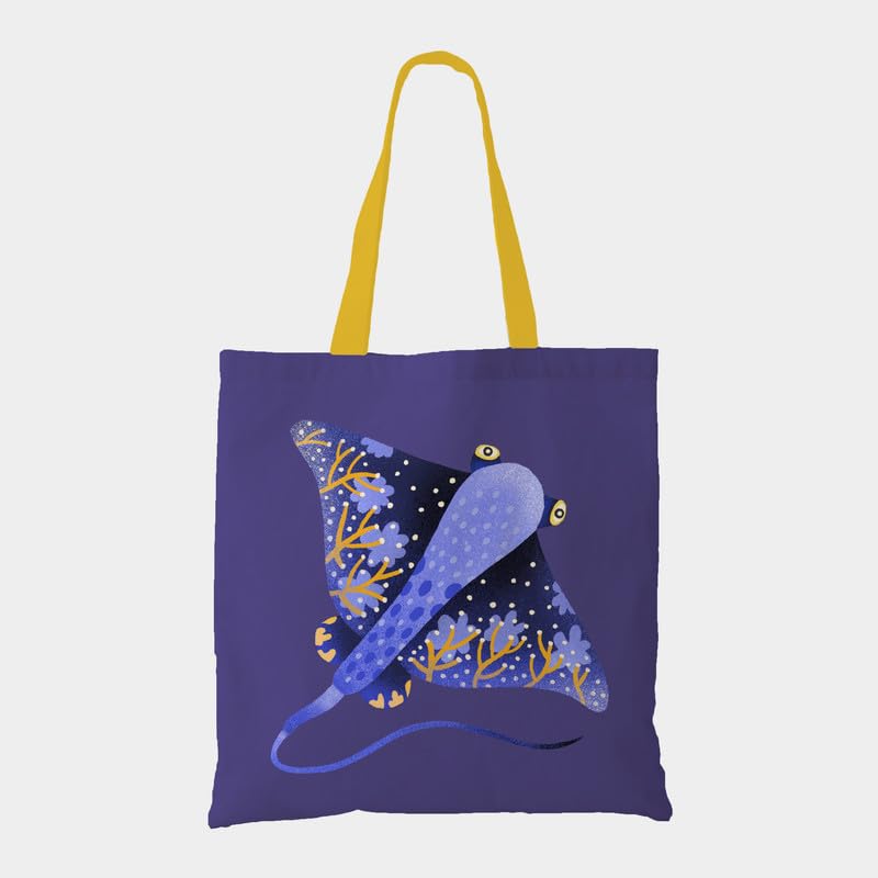 The Purple Tree Sting Ray Tote Bag witH for Women - 1 Pc, Woman Tote Bag, Eco Friendly Tote, Underwater Theme Bags, Gifts For Women