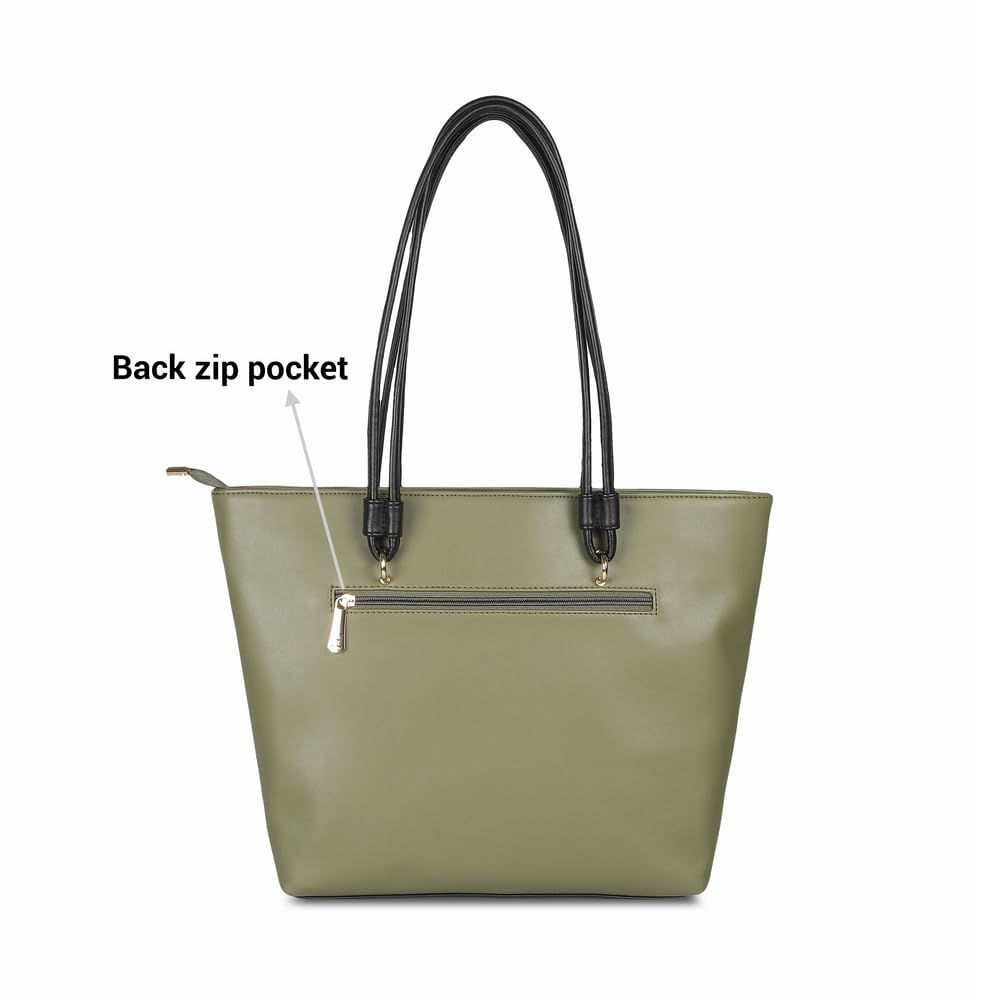 Mochi Women's Green Fashionable Faux Leather Tote Bag (66-451)