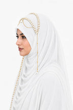 AL NOOR HIJAB Women's Pearl Chain Stone Hijab Scarf WIth Chiffon Dupatta