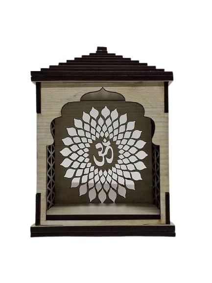 Attractive Craft Store MDF Temple for Car Dashboard & Home Decor | Traditional Wooden Mandir for Idols and Decorative Spiritual Altar | White | Pack of 2