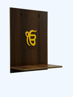 Wooden Wall Mounted Wahe Guru Temple, Golden Ek Onkar Mandir, Home and Office Wall Hanging Temple