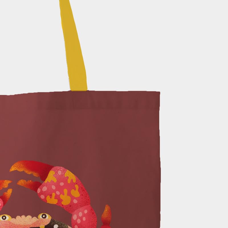 The Purple Tree Cute Crab Tote Bag witH for Women - 1 Pc, Woman Tote Bag, Eco Friendly Tote, Underwater Theme Bags, Gifts For Women