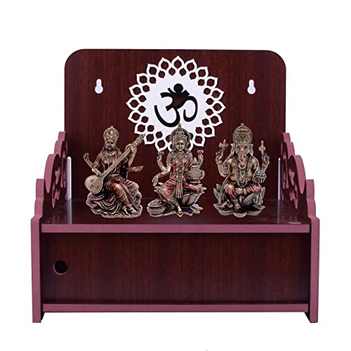 Lexical Wooden Readymade Wall Hanging Puja Temple for Home God Stand for Pooja Room Mandir Wood Devghar Stand for Office and Shop Lexical-511