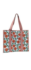 HOUSE OF GULAB Orange Cotton Tote Bag Reusable Shopping Bag Printed Canvas Cloth Carry Bag with Long Handle for Women & Men Eco Friendly Grocery Vegetable Storage Travel Bag 15x18 Inch (Orange)