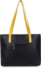 Nexeura Women’s Stylish Handbag | Premium PU Leather Tote Bag for Women | Large Capacity Shoulder Bag for Office, College & Daily Use (BLACK, YELLOW)
