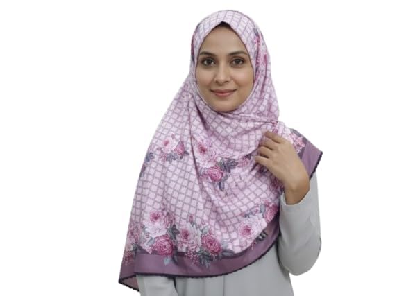 Khodalflux Women’s Muslim Hijab Printed Headscarf | Soft Breathable Modest Scarf for Daily, Prayer & Occasion Use (Pink)