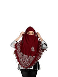 Vinsh Enterprise Cotton Long Scarf Cum Mask Scarves Usable for Vehicle Driver | White Printed Design | Universal Size | For Girl & Women | Soft & Breathable Sun Protection (Wex Batik - Maroon)