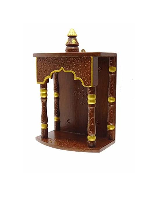 Jaipur Art Exports Handcrafted Wooden Pooja Temple| Pooja Mandir |Pooja Mandap (Multicolor | 10 Inch) with Beautiful Emboss Work on it for Home/Office/Shop/Gift