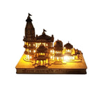 GIFTZORO Jai Shree Ram Mandir Ayodhya Temple Metal Wall Art Wooden 3D Model Handcrafted Decorative Showpiece Showpiece Ram Bhakts Posh Peice Polished Board Hindu Temple Holi Festivals Gift