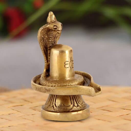 ARTVARKO™ Brass Metal Shivling for Pooja Small Size Shiv Ling Statue Idol Puja Gift Purpose Home Décor Mandir Temple Vastu Showpiece Height 3 Inches