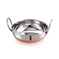 Stainless Steel Copper Bottom Kadhai with Strong Handles | Heavy Duty Indian Cooking Kadai | 5 Litre