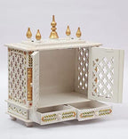 Jodhpur Handicrafts MDF Wood Home Temple Pooja Cupboard for Home Pooja Mandir for Home Big Size 6 Feet (18 inch x 9 inch x 22 inch, White & Green)
